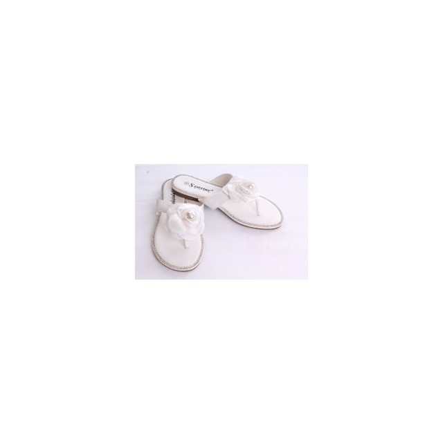 Natikači beli z rožico S18091-2 WHITE