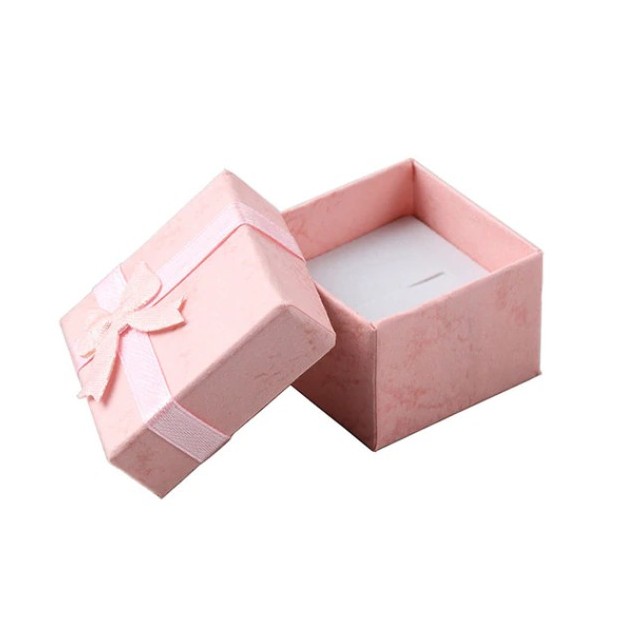Darilna škatlica roza barve, za uhančke ali prstan