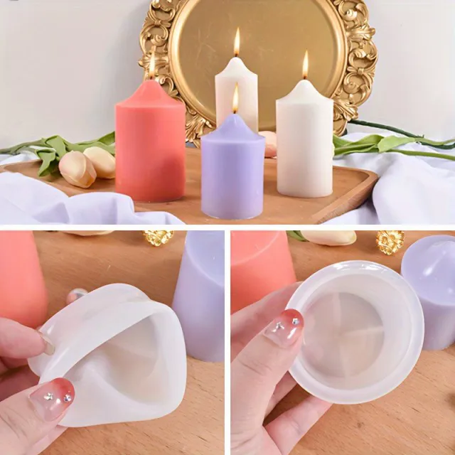 Komplet 4 silikonskih kalupov za izdelavo stebričastih sveč za DIY