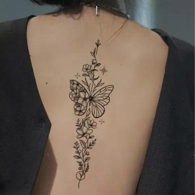 Vodoodporna tatu nalepka z motivom metulja za hrbet