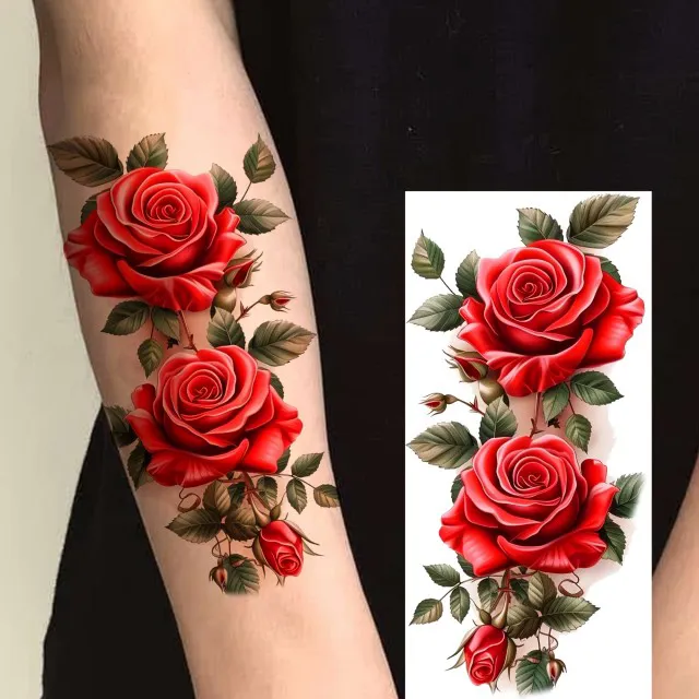Začasna tattoo nalepka z rdečimi vrtnicami 