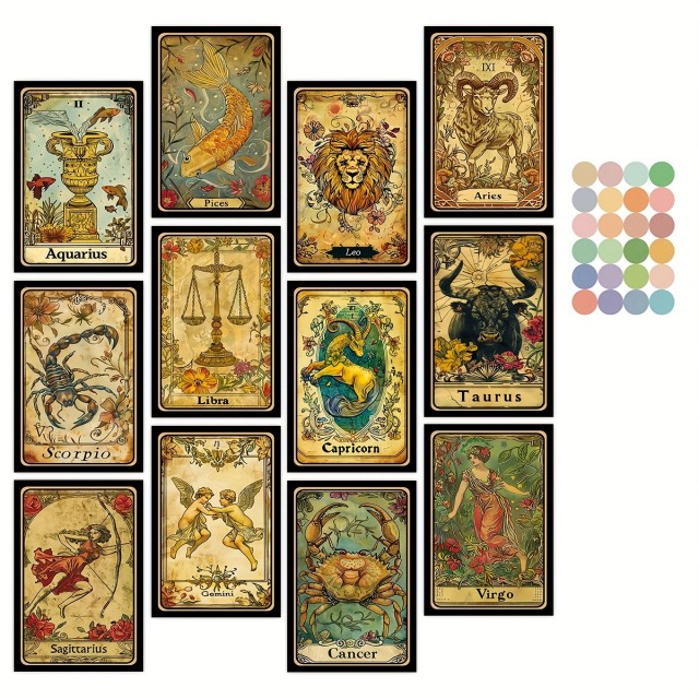 Astrološke Zodiakalne Karte – Vintage Stenski Orakelj 