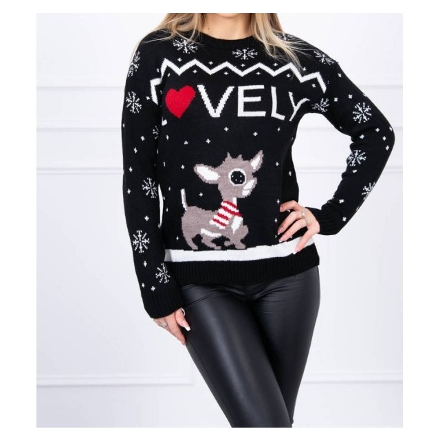 Božični pulover UNI črne barve LOVELY
