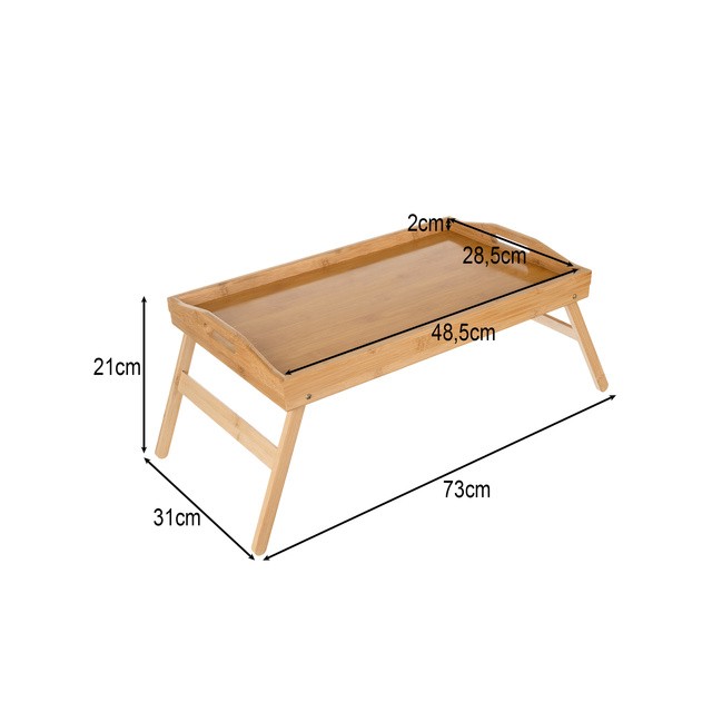 Lesena prenosna miza za zajtrk iz bambusa