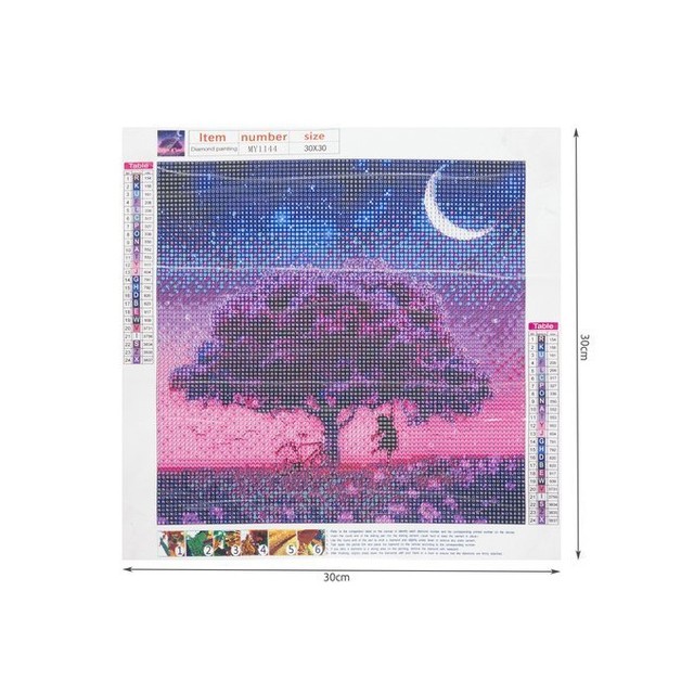 Diamantna slika - slikanje s kristalčki DREVO POD LUNO 