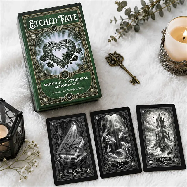 Lenormand karte Usoda polnočne katedrale – komplet 38 kart z vodičem