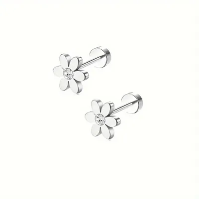 Šik piercing uhan za hrustanec z rožico