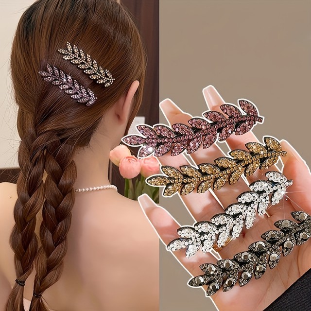 Paket 4 sponk za lase z elegantnim dizajnom listov