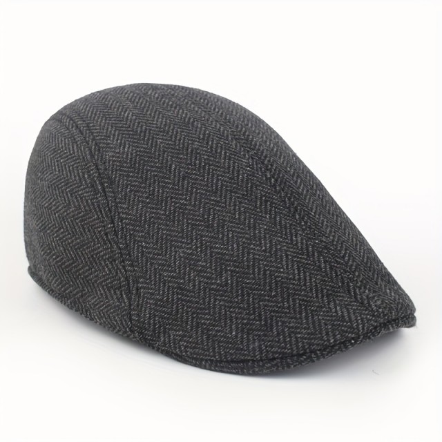 Moška vintage-vzorčna beret kapa temno siva 