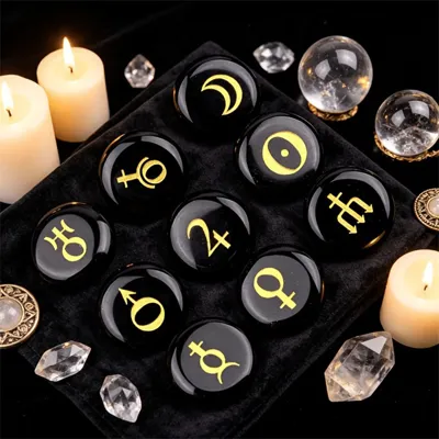 Astrološki kamni iz Obsidiana – komplet 10 planetarnih simbolov