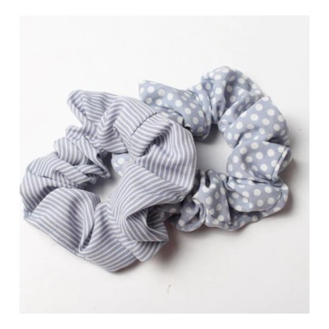 Komplet 2 scrunchie gumic za lase, modri