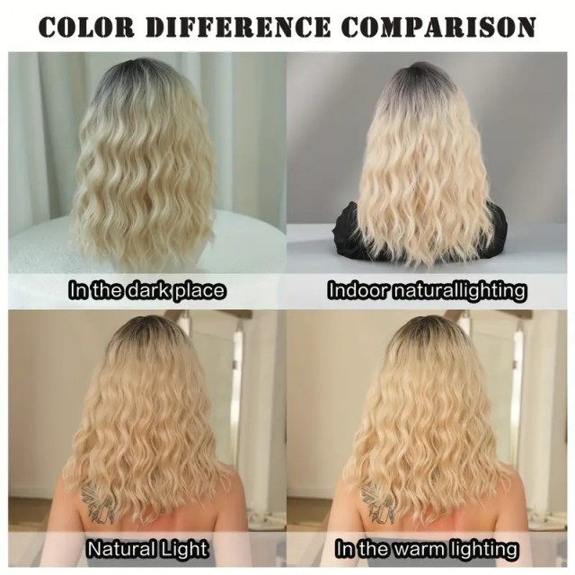 Sintetična lasulja srednje dolžine z valovitimi blond lasmi 
