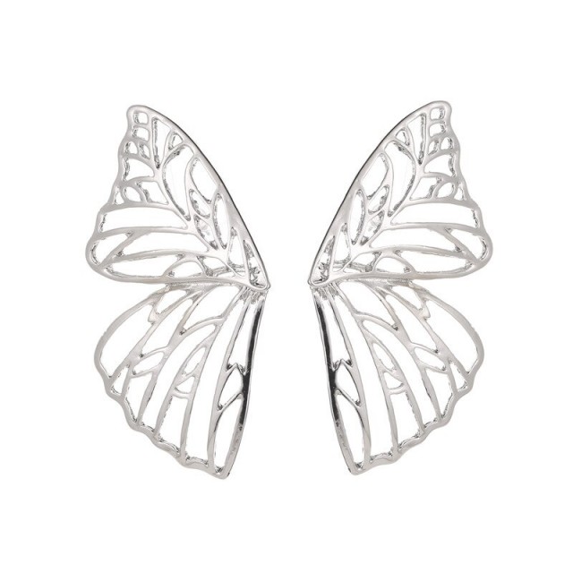 Uhani modni metuljček, srebrne barve