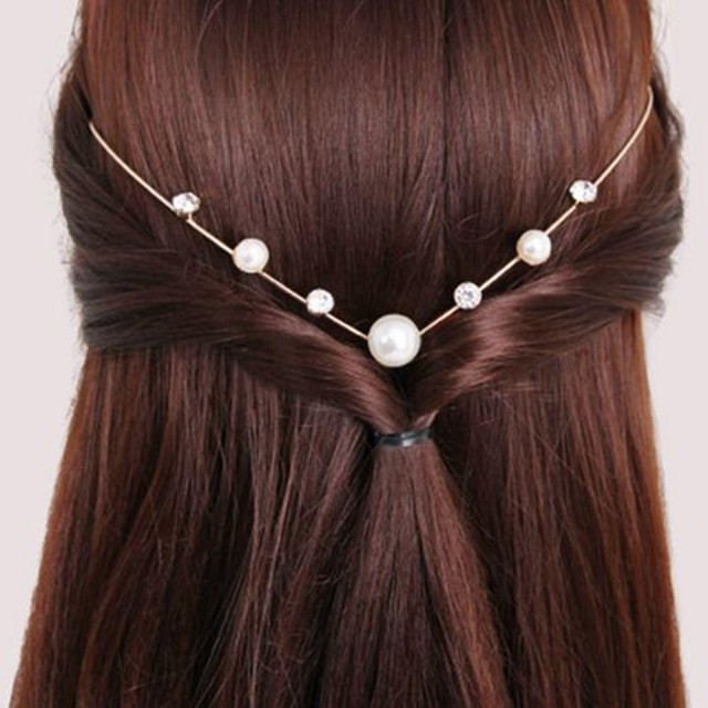 Kovinski obroček za lase, s perlicami 