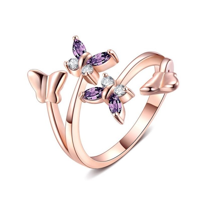 Elegantni prstan metulj, zlat ali srebrn