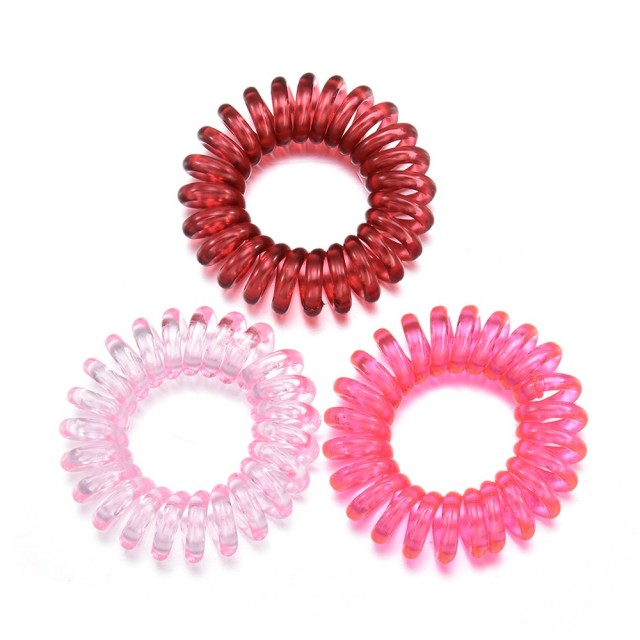 Set 3 elastik za lase, rdeče pink roza barve