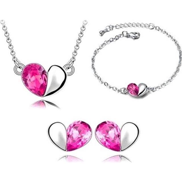 Kristalni komplet Heart Pink