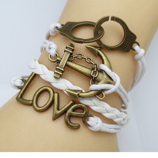 Zapestnica bela Infinity Anchor Love