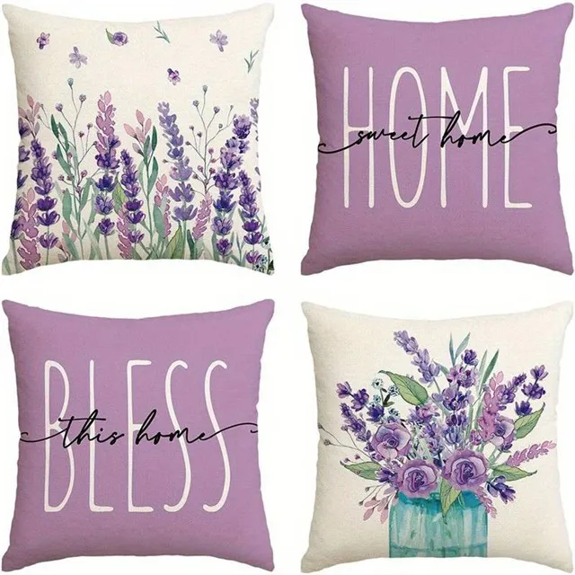 Komplet 4 okrasnih blazin HOME SWEET HOME