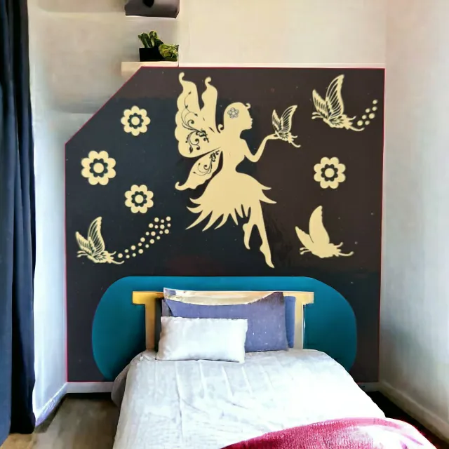 Stenska nalepka za otroško sobo, sveti v temi, VILA